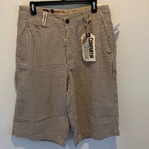 NWT Company 81 dark brown&tan stripe board short. Waist 32.​​​​​​​